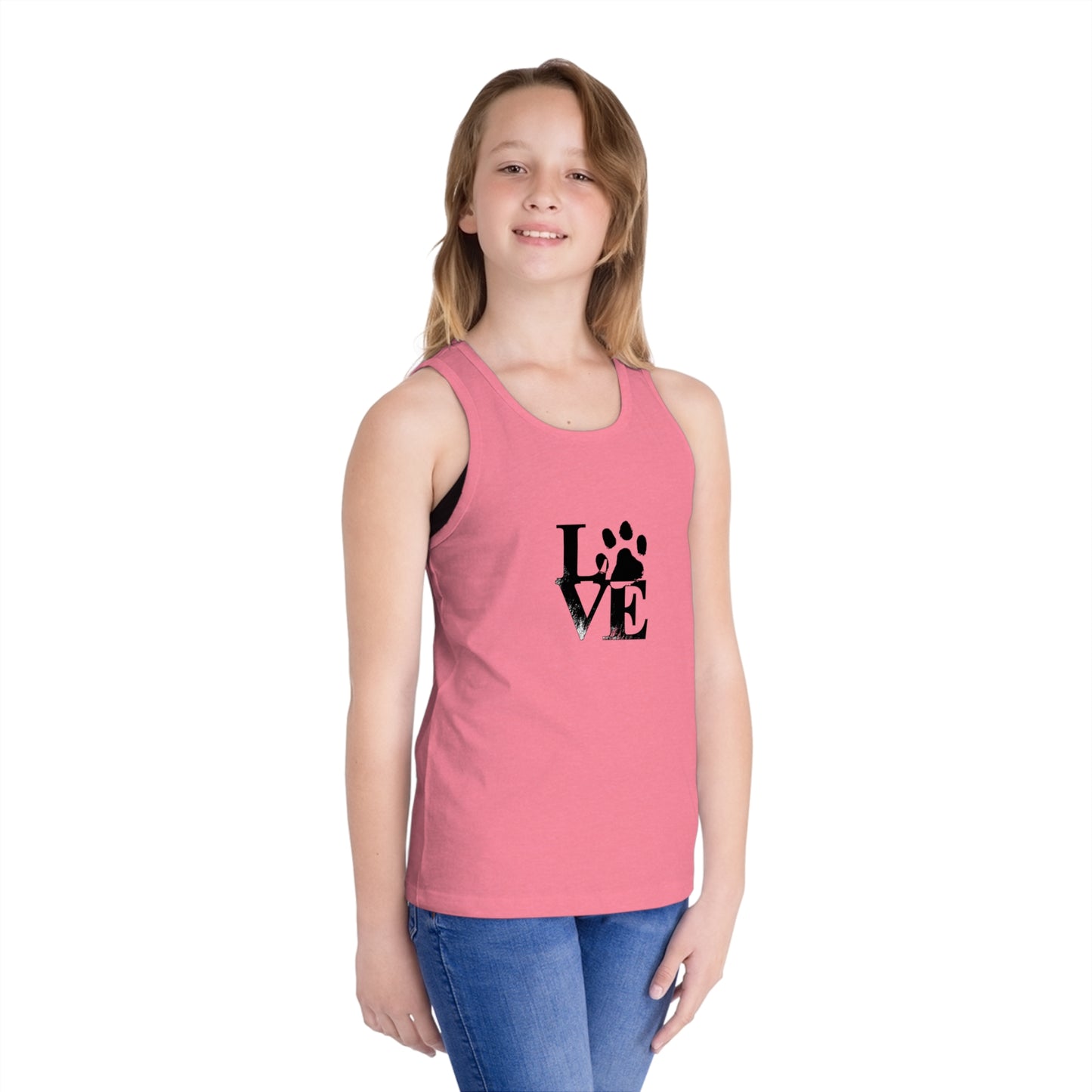 Love Paw Print Kid's Jersey Tank Top | Pet Lover's Gift, Cute Dog Shirt, Summer Outfit, Youth Tank Top, Animal Lover Apparel