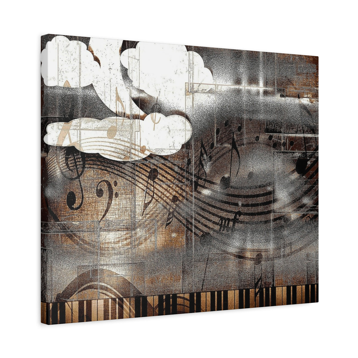 Abstract Musical Notes Matte Stretched Canvas Art (1.25")