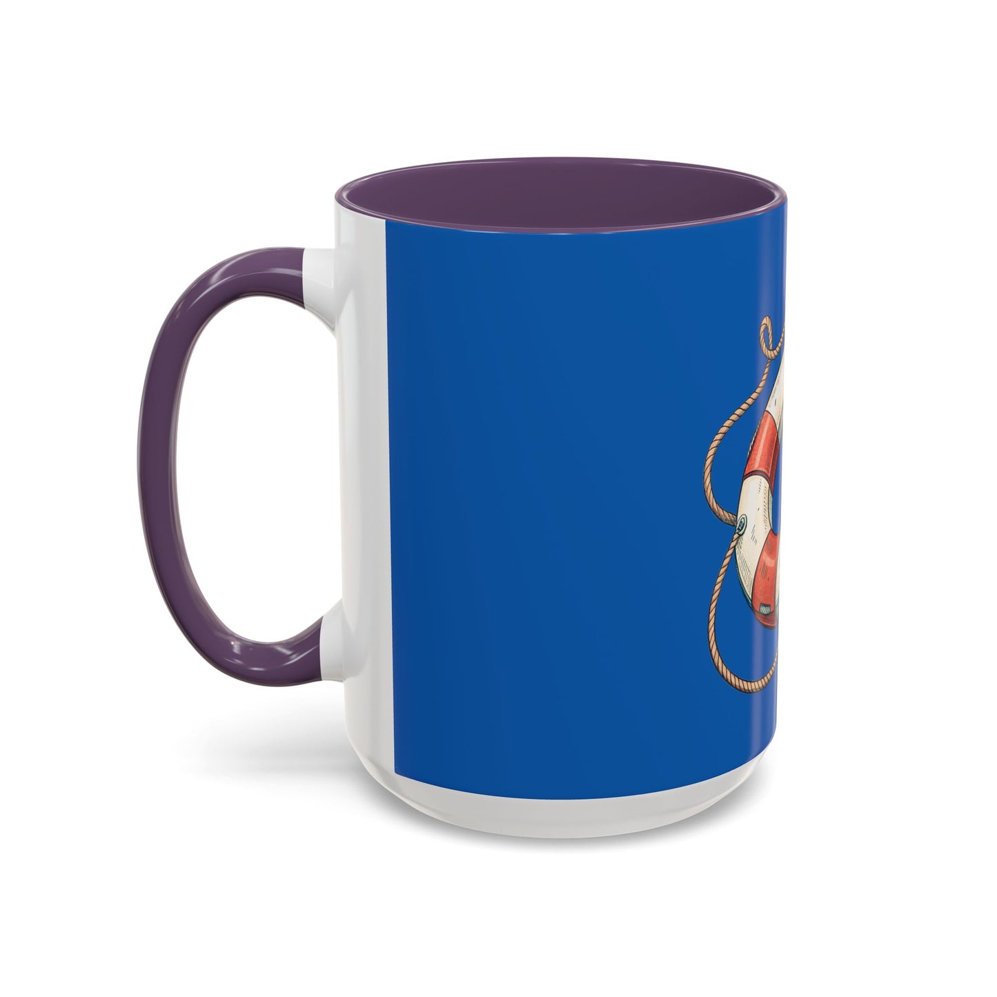 Lifesaver Accent Coffee Mug - Nautical Gift, Beach Decor, Sailor's Coffee Cup, Ocean Lover Mug, Summer Vibes