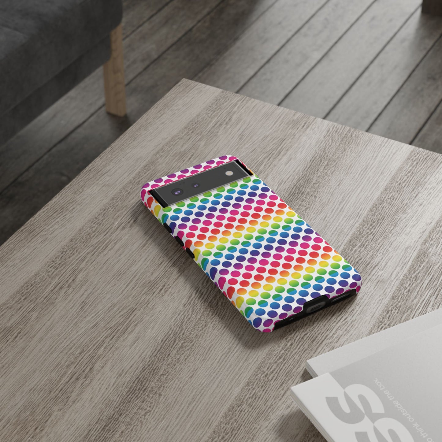 Rainbow Dot Phone Case, Colorful Phone Cover, Fun Phone Accessory, Gift for Friends, Trendy Mobile Case