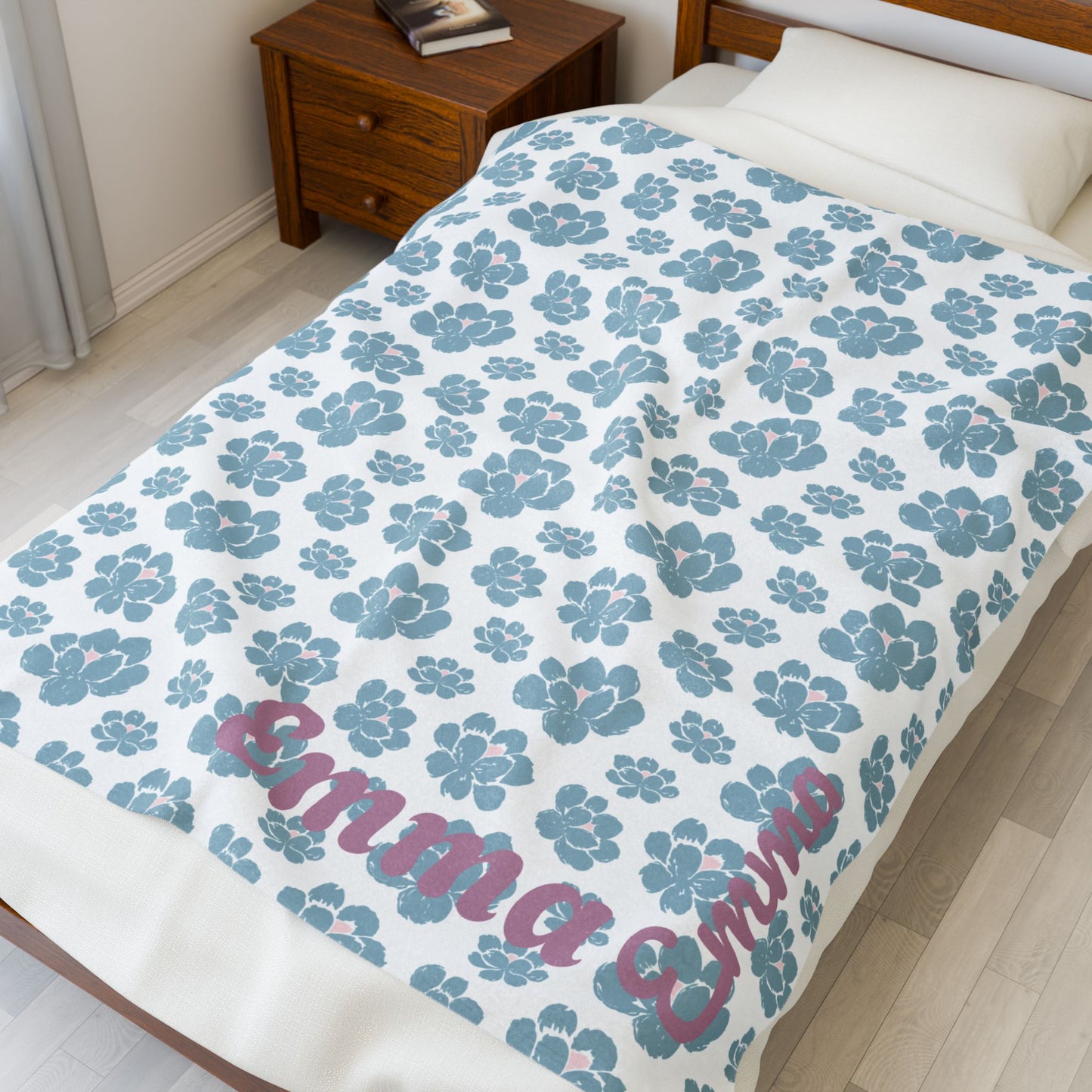 Cozy Velveteen Plush Blanket - Name - Emma