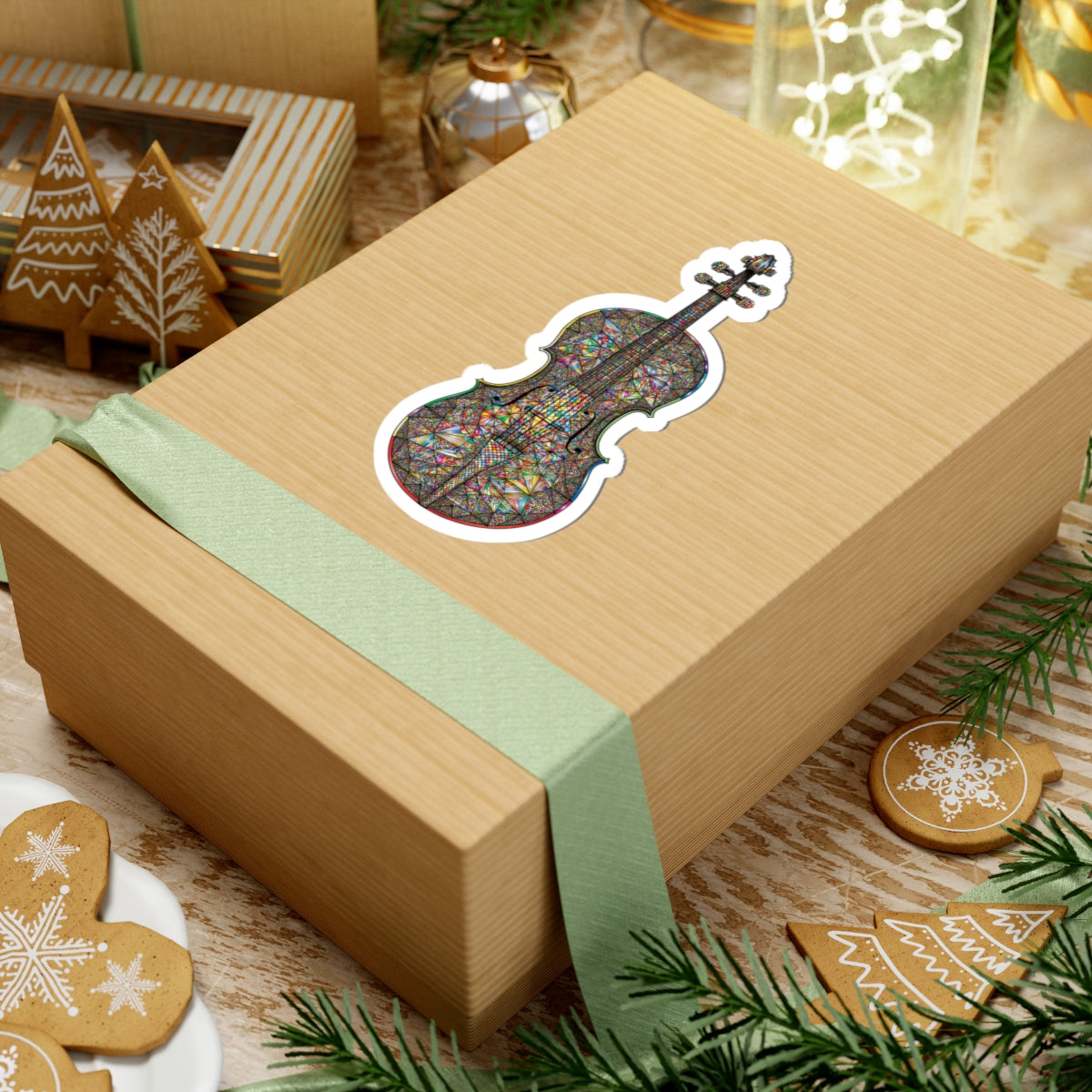 Colorful Violin Kiss-Cut Stickers | Artistic Music Decor, Laptop Stickers, Instrument Lover Gifts, Scrapbooking Supplies, Violin Art