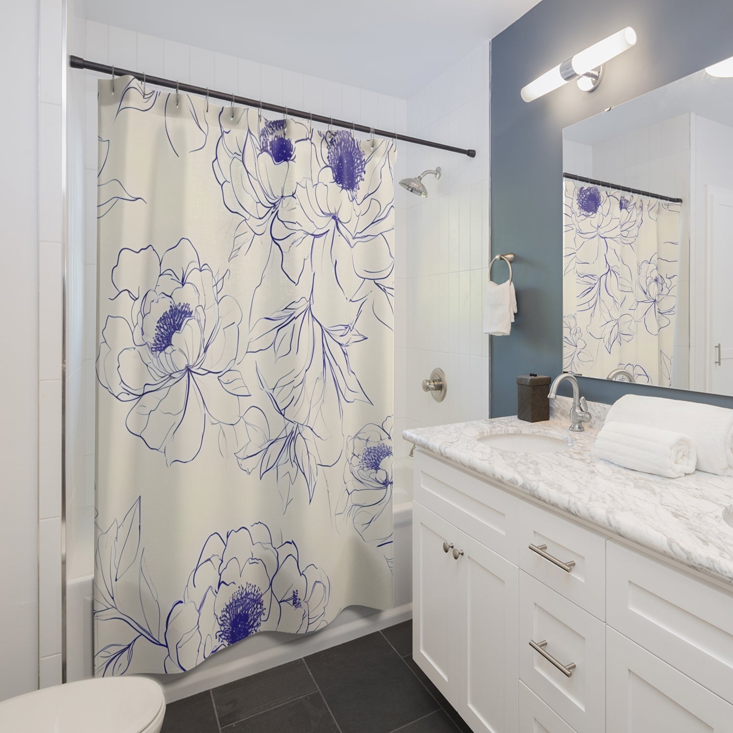 Elegant Floral Shower Curtain, Blooming Peony Bathroom Decor, Modern Home Accessory, Gift for Her, Floral Home Design,