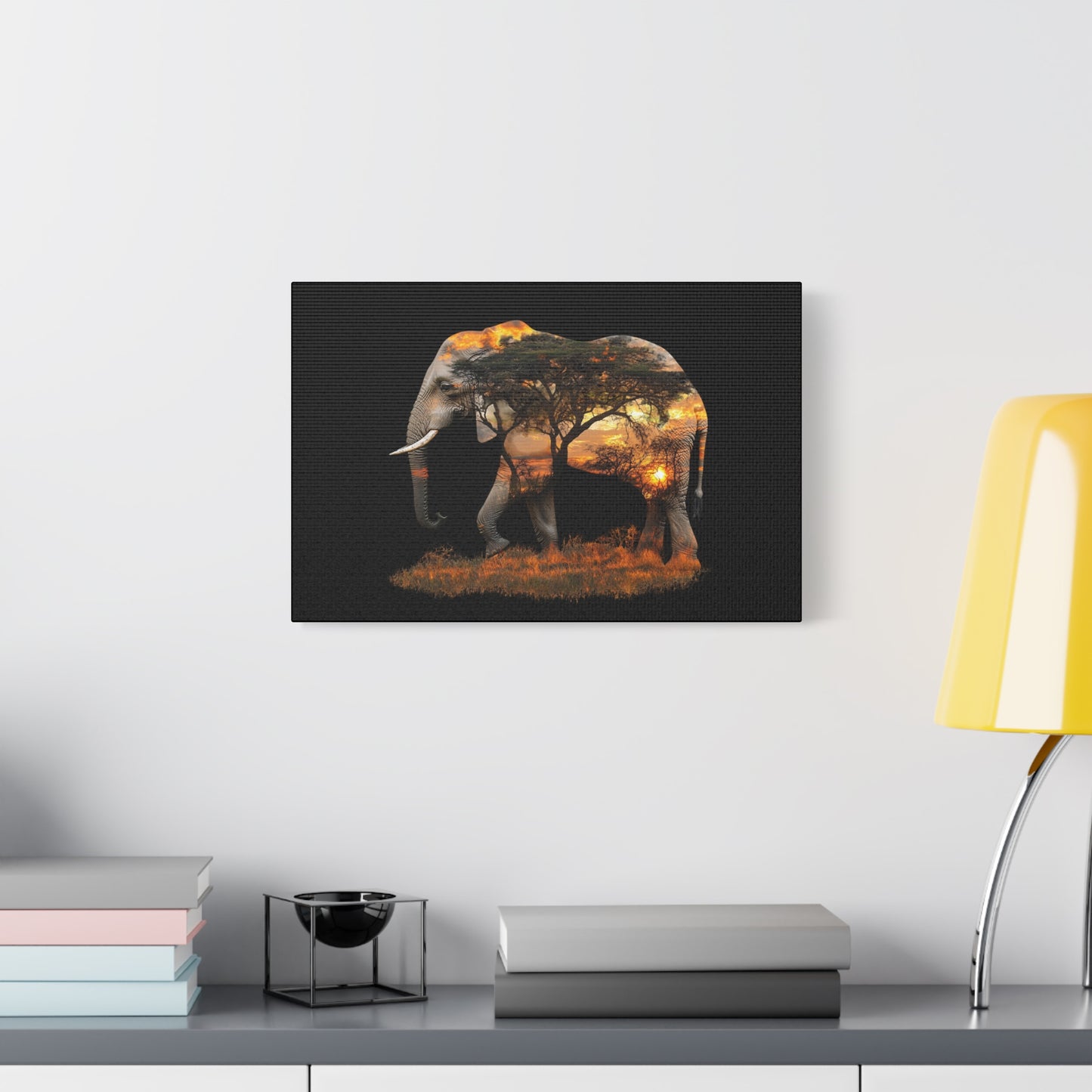 Elephant Tree Matte Canvas Art, Nature Wall Decor, Wildlife Home Decoration, Gift for Animal Lovers, Boho Living Room Accent