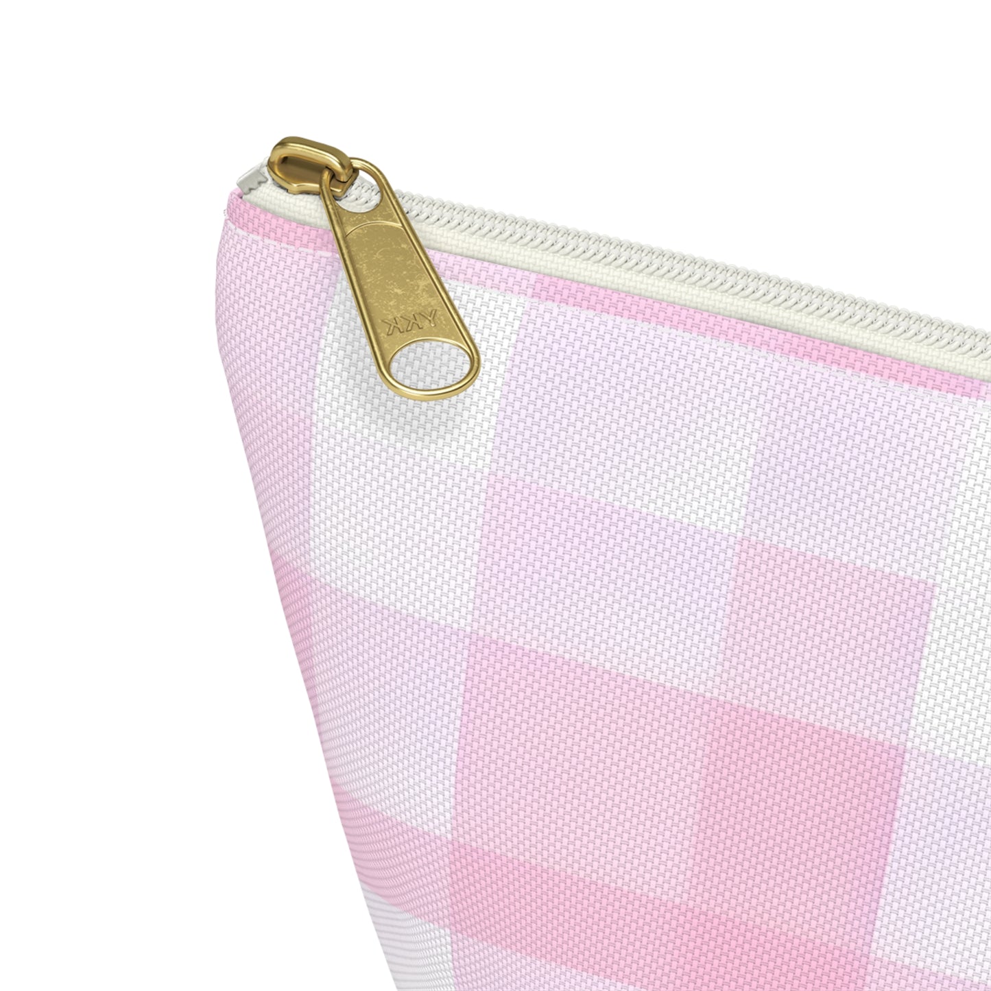 Pink Gingham Accessory Pouch — T‑Bottom Makeup & Toiletry Bag