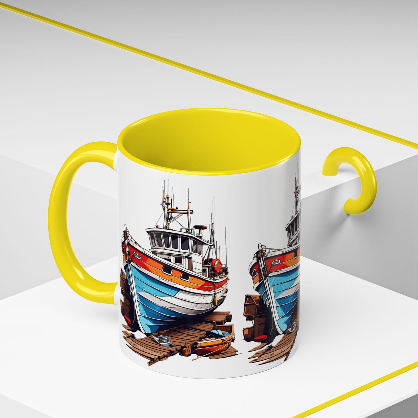 Nautical Accent Coffee Mug | Perfect for Boat Lovers, Sailor Gifts, Coastal Decor, Unique Gift Idea, Custom Artwork Mug