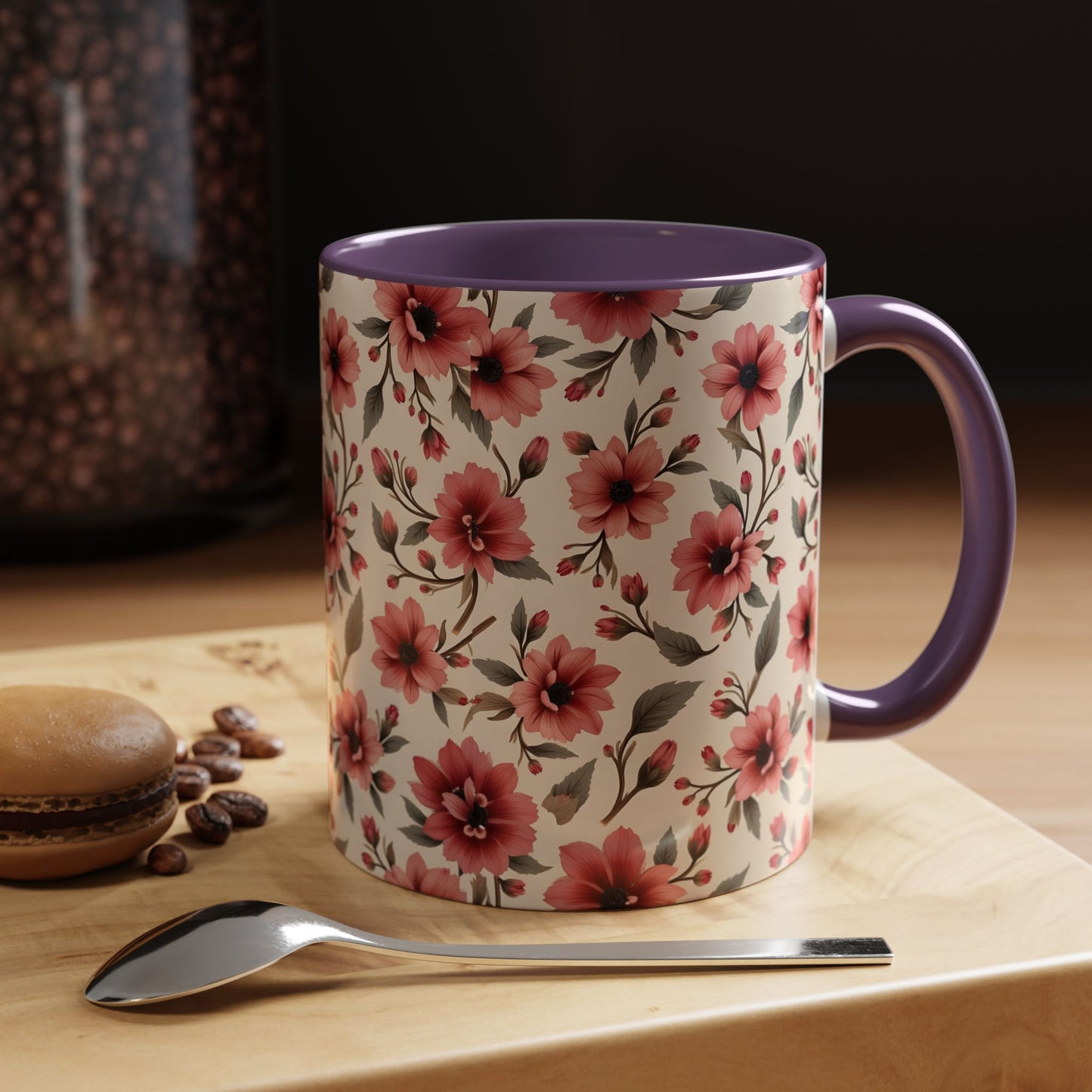 Floral Accent Coffee Mug, Cute Gift for Her, Coffee Lover's Mug, Mother's Day Gift, Housewarming Tea Mug