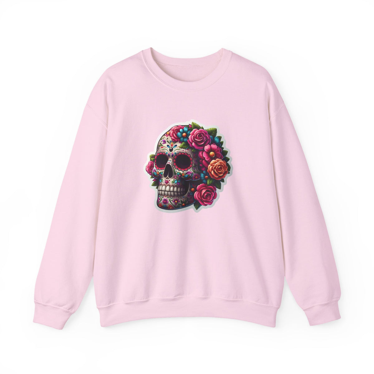 Sugar Skull Crewneck Sweatshirt — Floral Day of the Dead Graphic