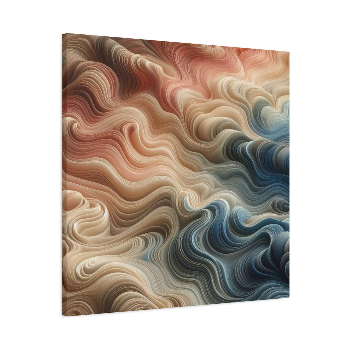 Abstract Swirl Matte Canvas Wall Art — Fluid Earth Tones, Stretched 1.25"