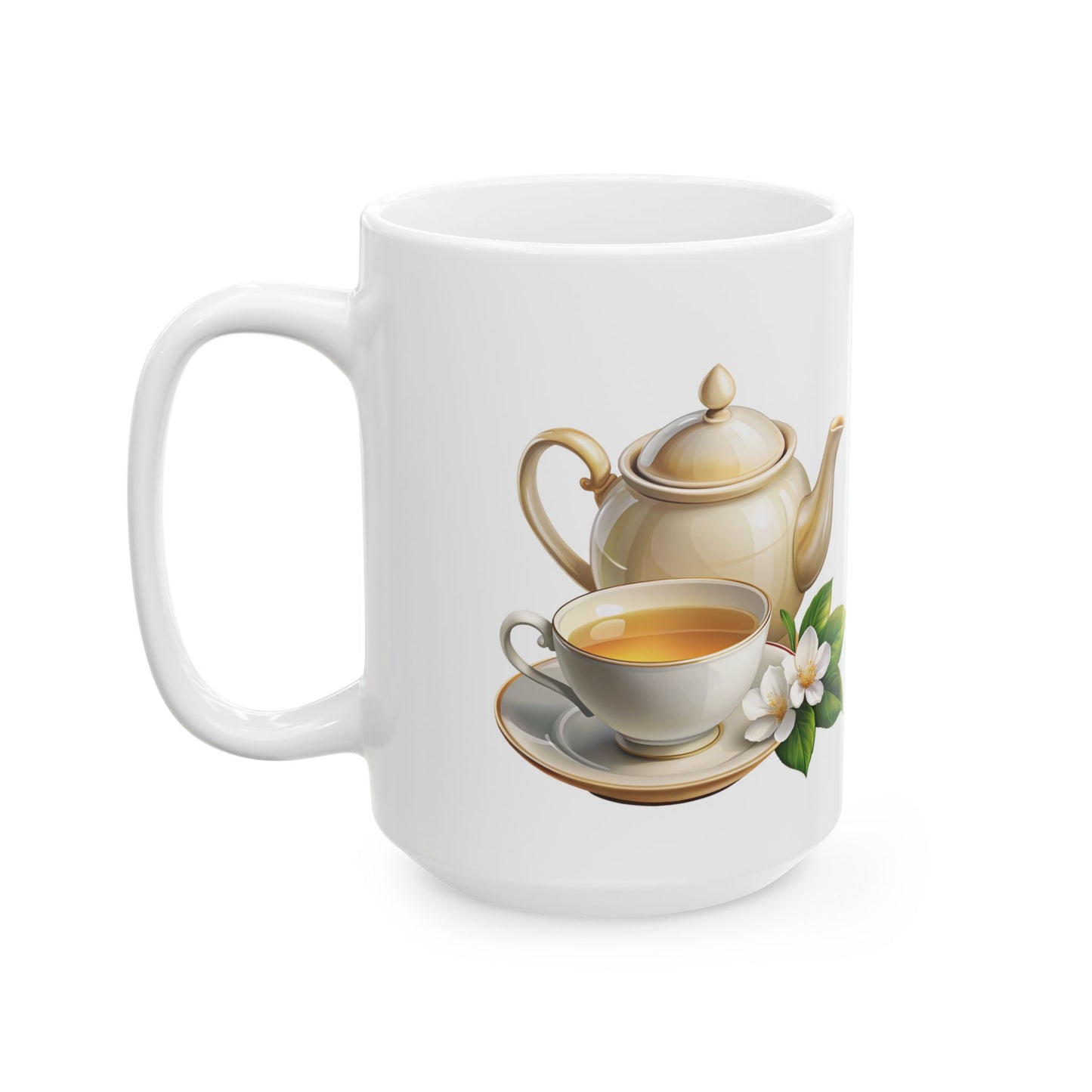 Elegant Tea-Themed Ceramic Mug, Perfect Gift for Tea Lovers, Home Decor, Mother's Day, Gift for Her, Cozy Mornings, Kitchenware