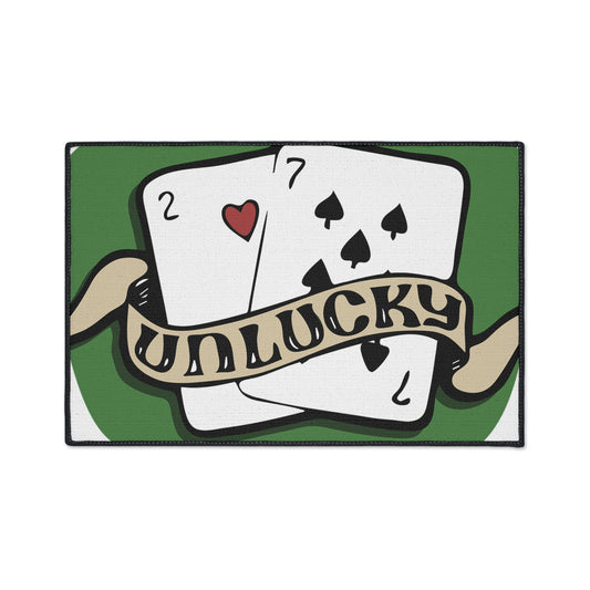 Unlucky Cards Heavy-Duty Floor Mat — Casino Poker Themed Entrance Rug