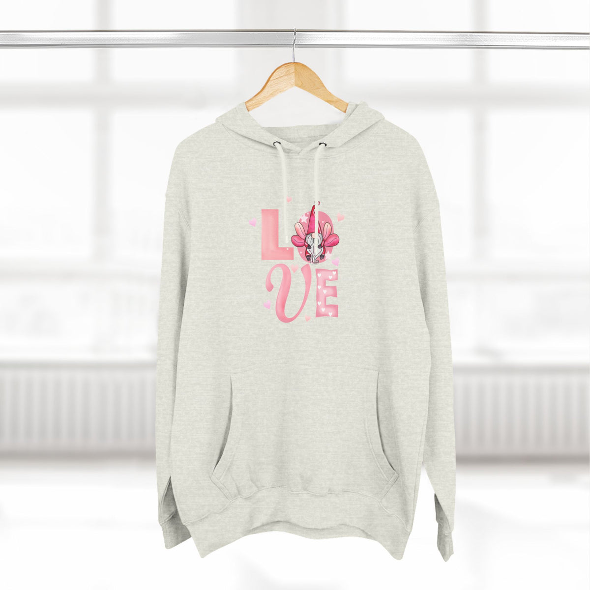 Love Blossom Hoodie — Pink Floral "LOVE" Graphic Fleece Hoodie