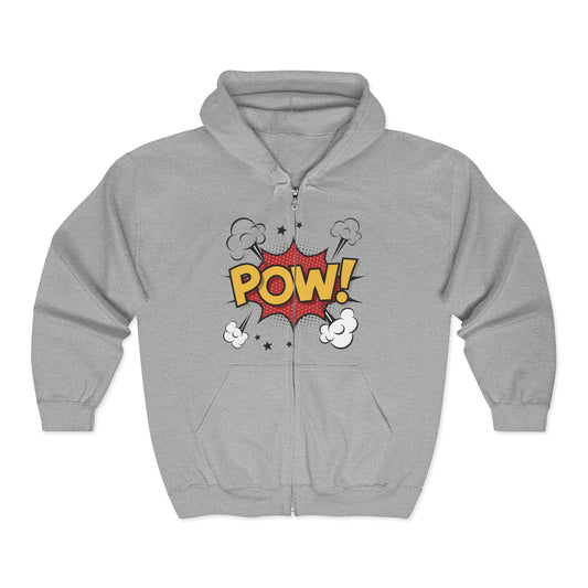 Comic Pop Art Zip-Up Hoodie - POW! Design