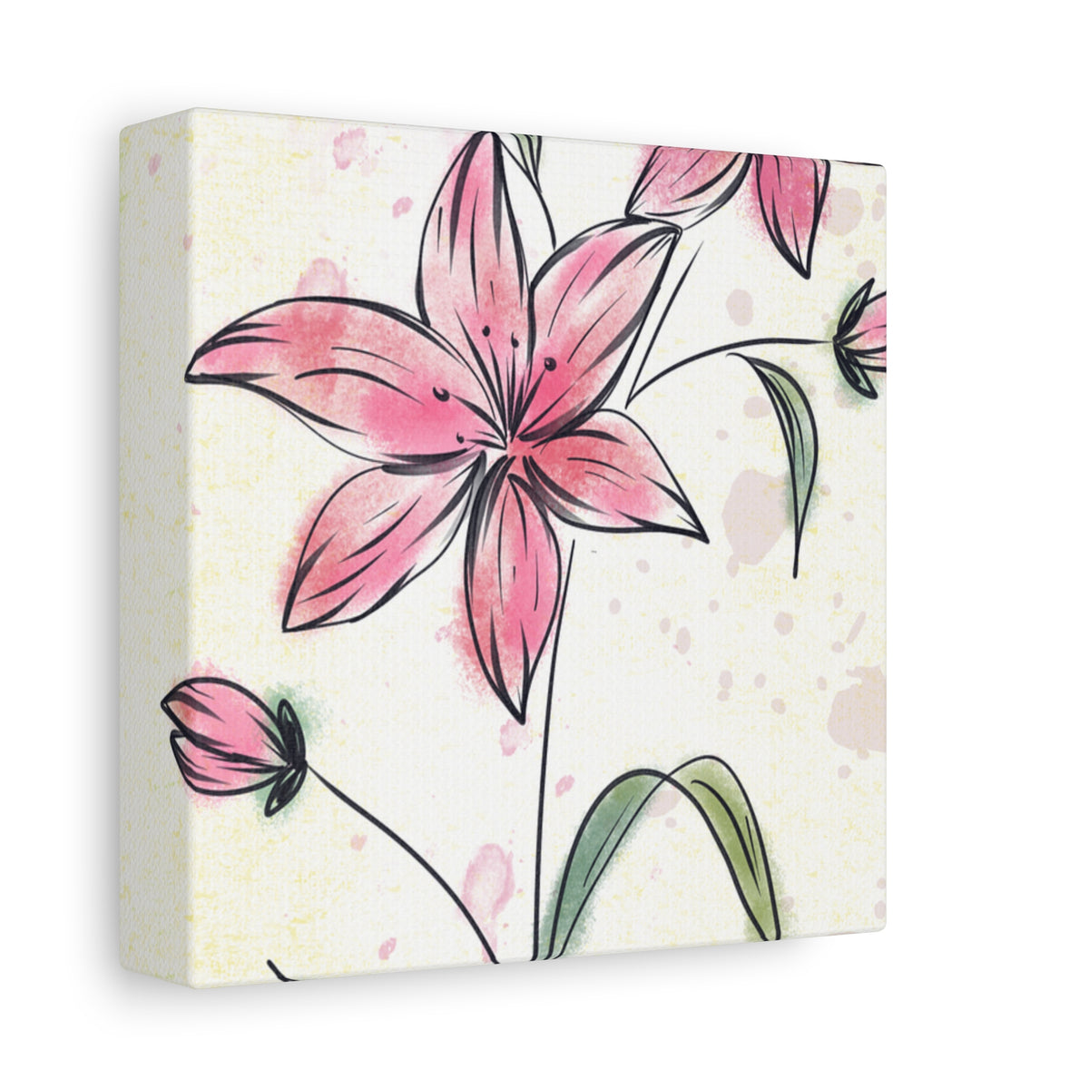 Matte Canvas, Stretched, 1.25" Tulips Pink Flowers