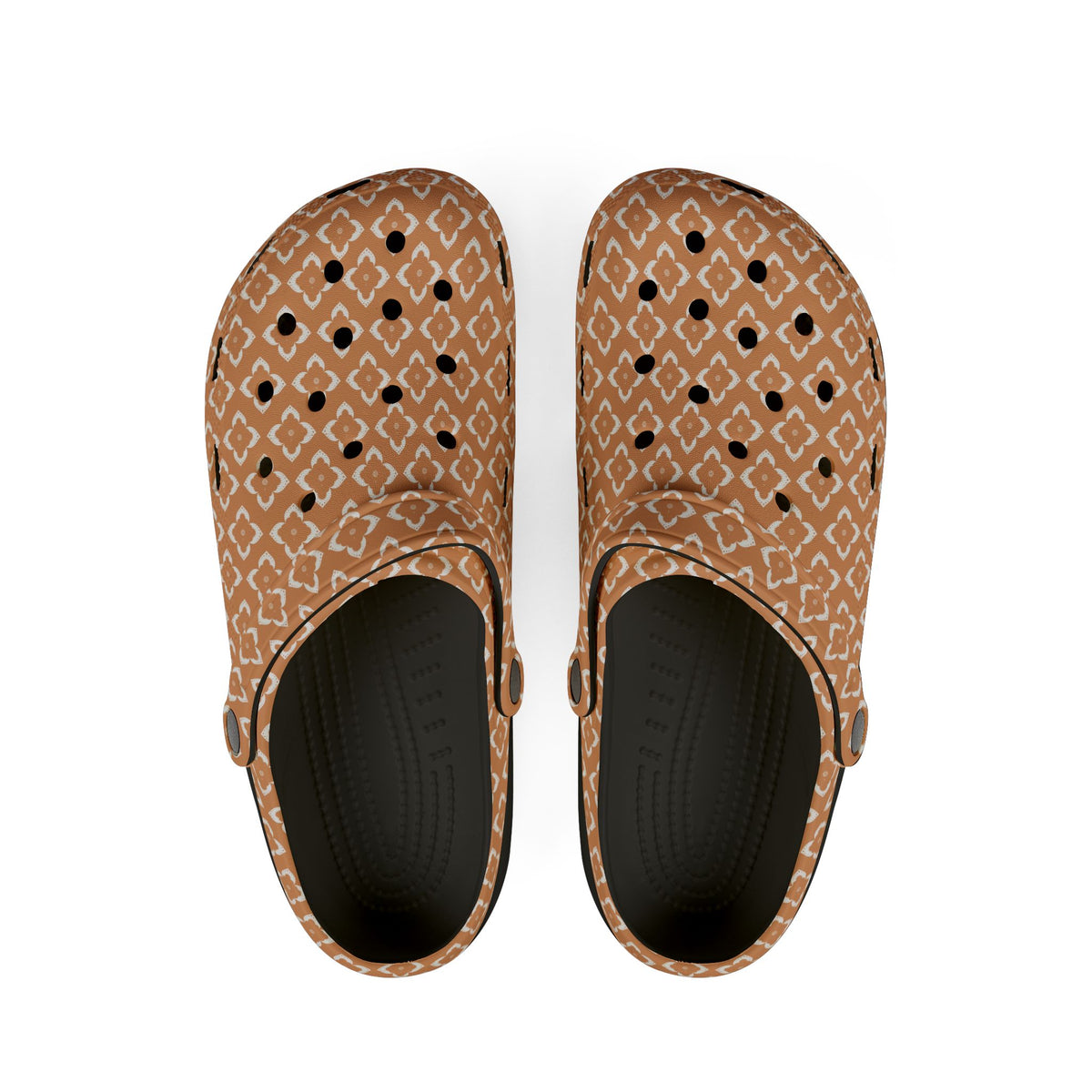 EVA Foam Clogs — Terracotta Geometric Pattern Slip-On Shoes