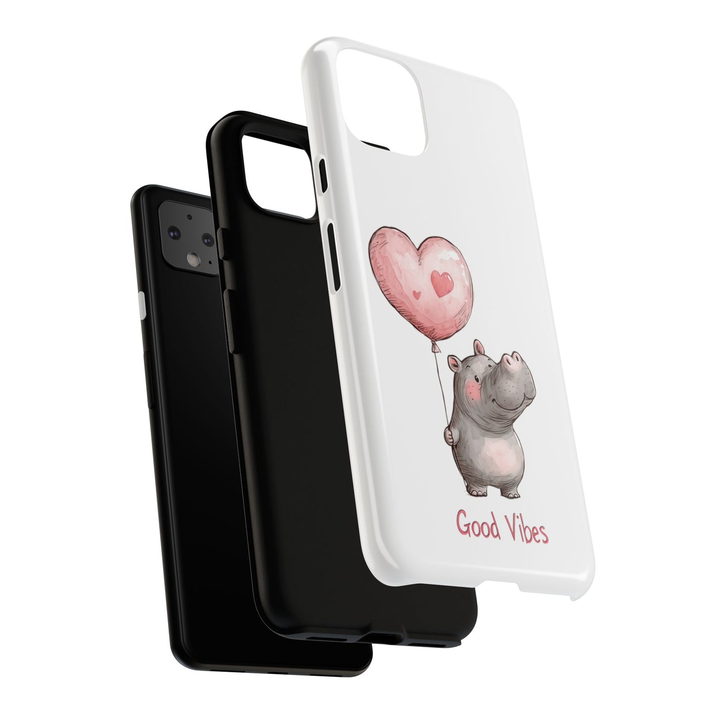 Cute Hippo Phone Case - Good Vibes Design, Animal Lover Gift, Fun Accessory, Birthday Present, Phone Accessories