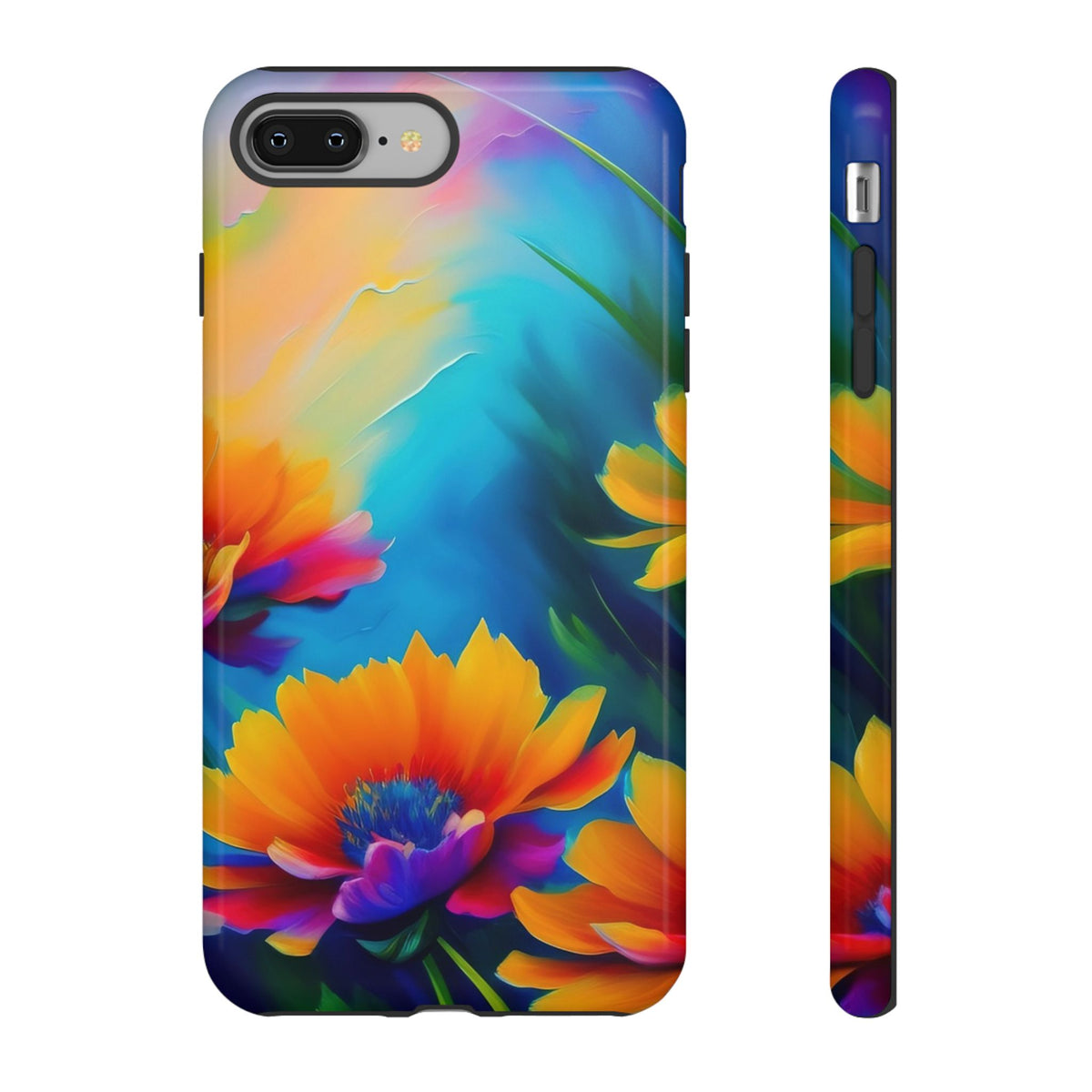 Floral Burst Tough Phone Case — Vibrant Watercolor Flowers Protective Cover