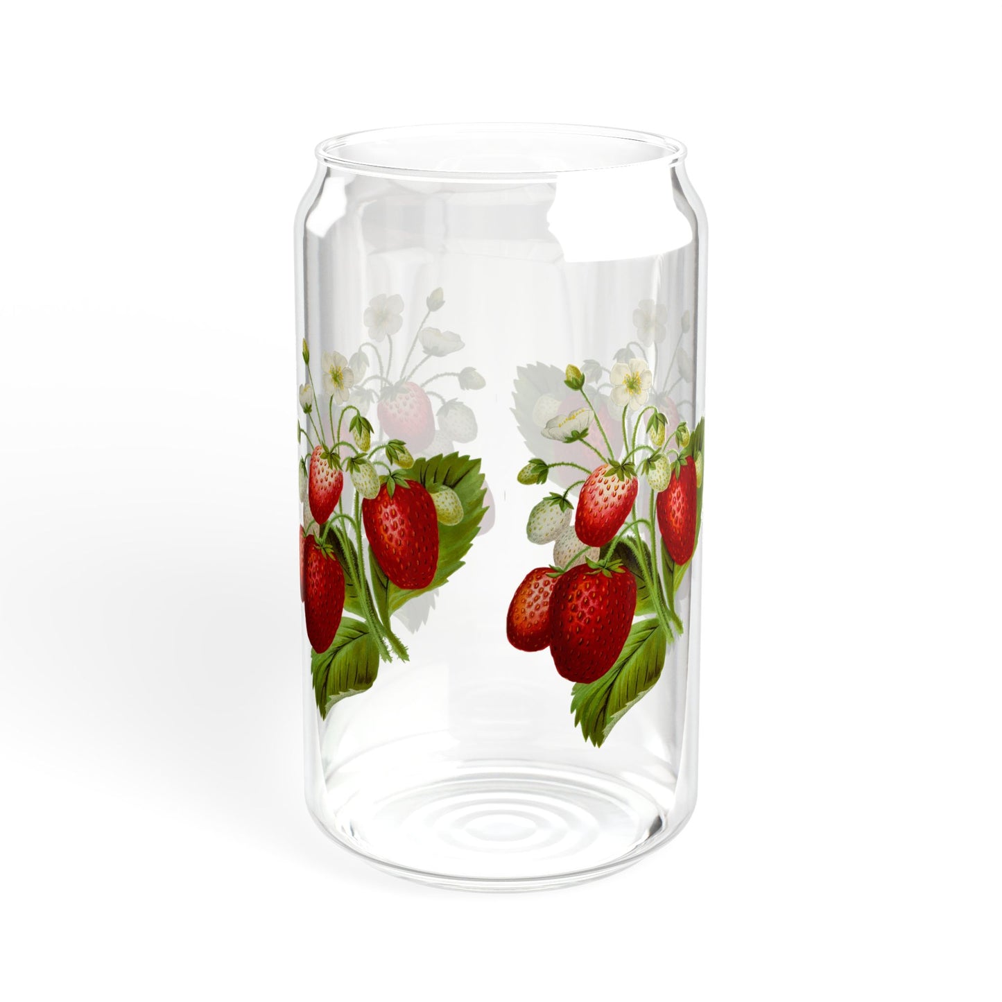 Strawberry-Painted Sipper Glass, Eco-Friendly Drinkware for Smoothies, Juices, Gifts for Mom, Summer Parties, Kitchen Decor