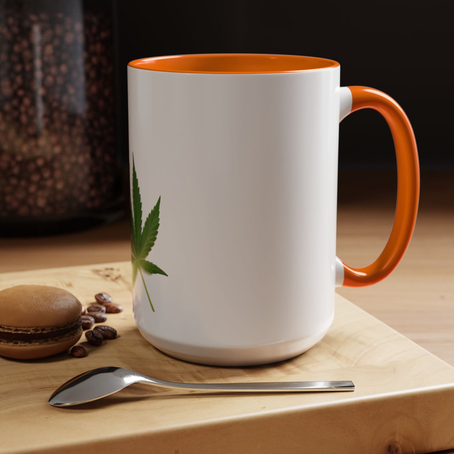 Marijuana Leaf Accent Coffee Mug | Cannabis Lover's Gift, Unique Coffee Cup, Pothead Mug, Stoner Gift Idea, Greenery Decor