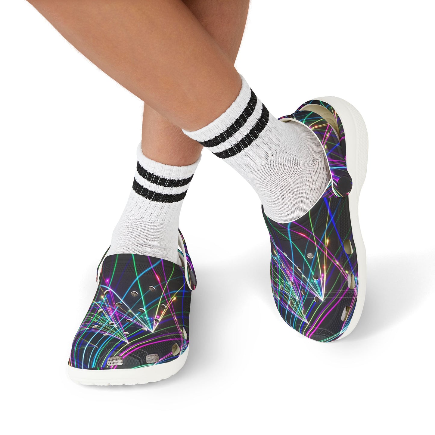 Vibrant Kid's EVA Foam Clogs, Colorful Slip-On Shoes for Fun Adventures, Neon Light Design, Ideal for Summer, Festivals, and Everyday Play