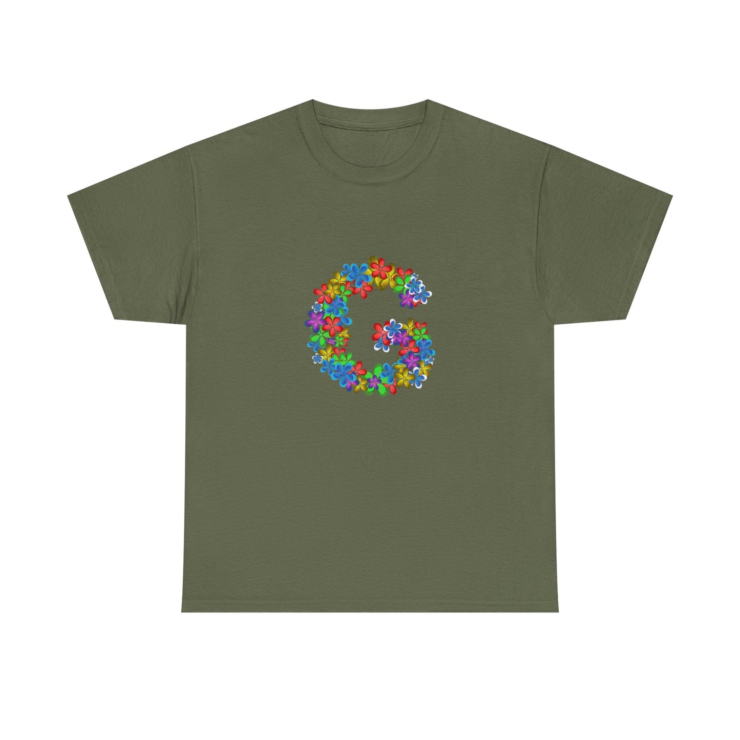 Floral Initial Unisex Tee - Personalized Gift, Casual Summer Wear, Birthday Present, Eco-Friendly Tee, Customizable Clothing