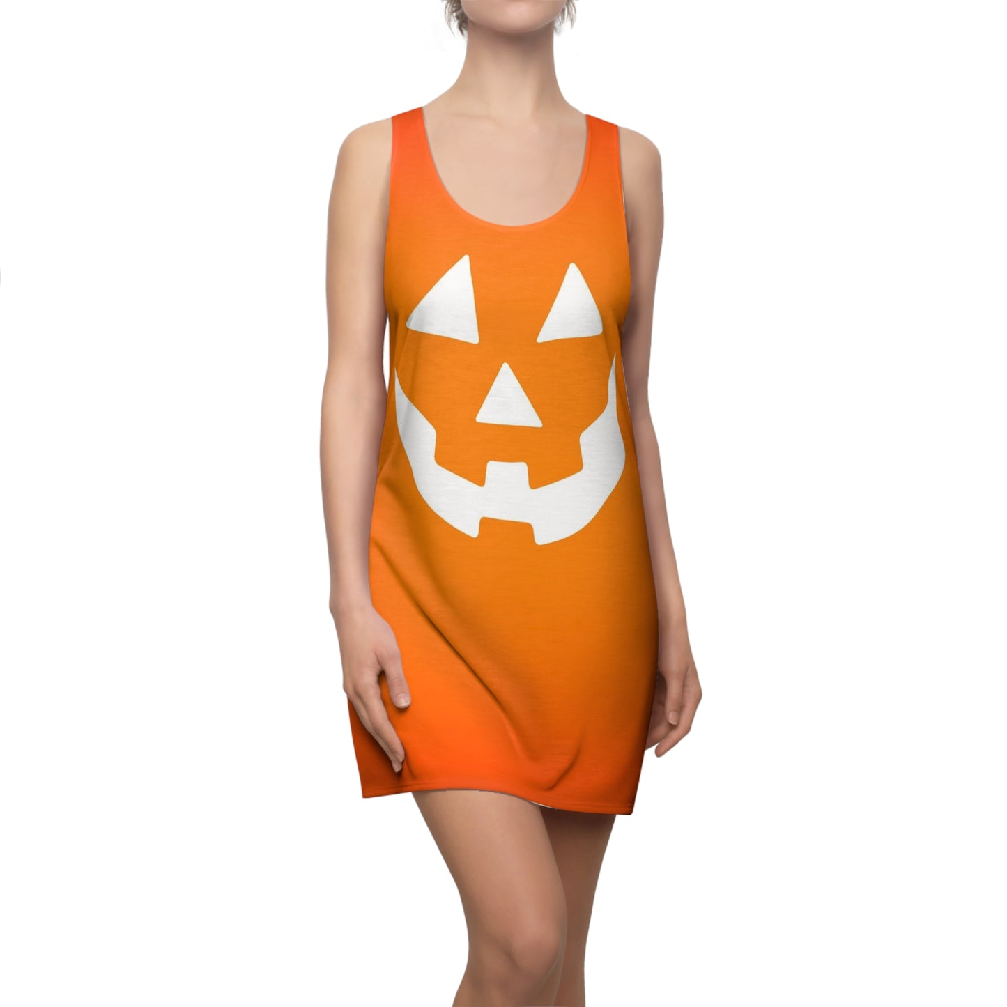 Halloween Pumpkins Racerback Dress, Spooky Dress for Women, Party Dress, Fall Fashion, Trick or Treat Dress, Unique Halloween Outfit
