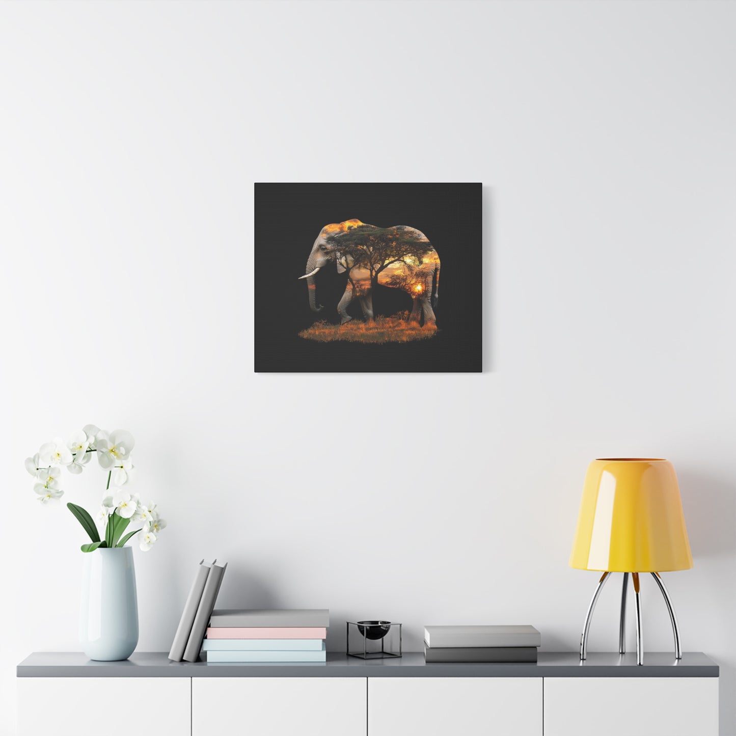 Elephant Tree Matte Canvas Art, Nature Wall Decor, Wildlife Home Decoration, Gift for Animal Lovers, Boho Living Room Accent