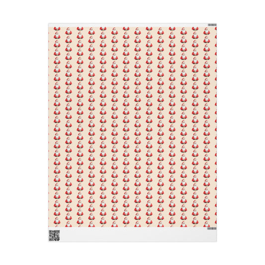 Santa Pattern Wrapping Paper Roll — Vintage Christmas Gift Wrap