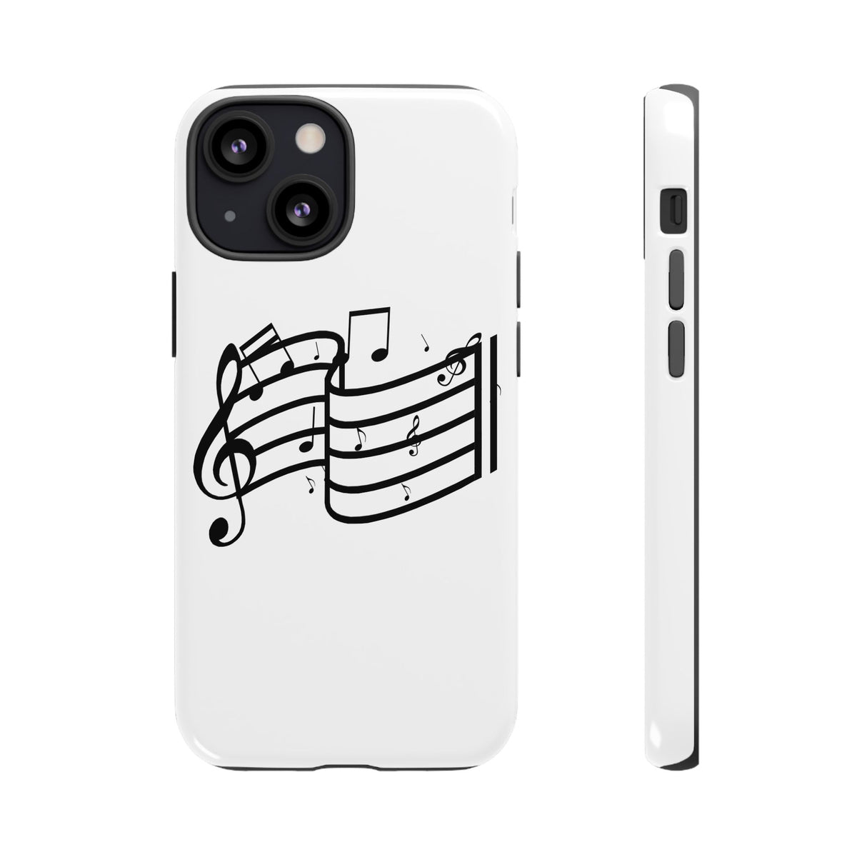 Musical Notes Phone Case — Black Treble Clef Music Staff Tough Case