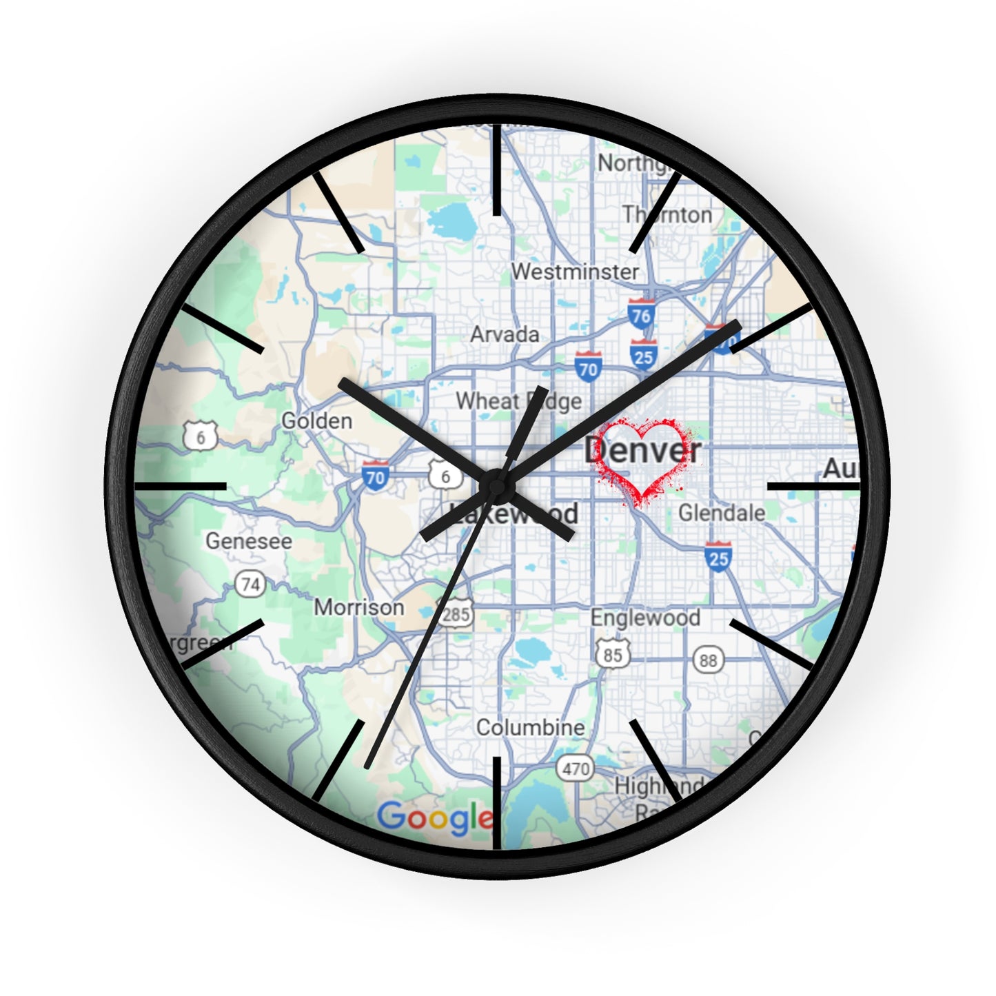 Custom Denver Map Wall Clock, Home Decor, Personalized Gift, Unique Wall Art, Modern Timepiece, Housewarming Present