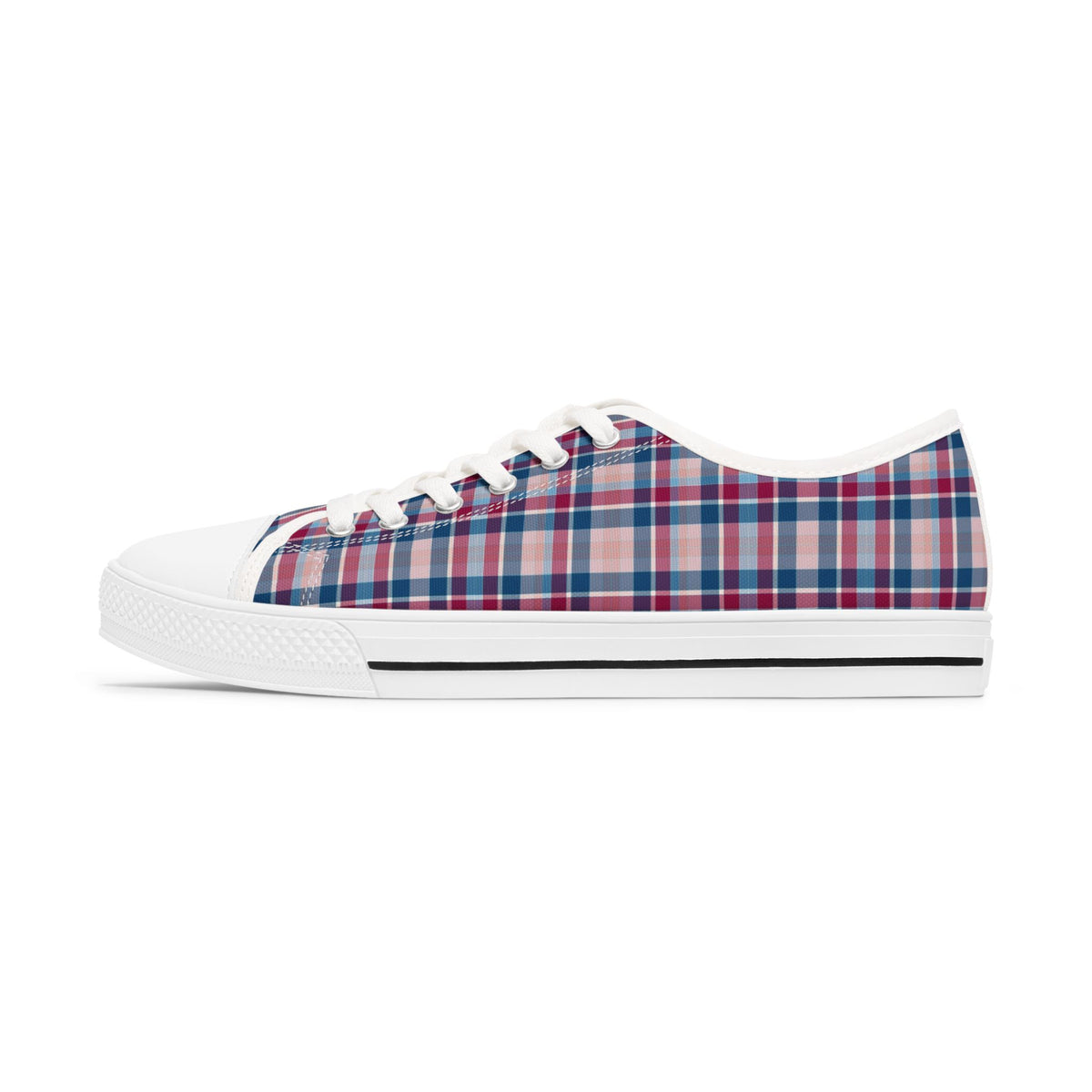 Plaid Low Top Sneakers — Casual Canvas Shoes