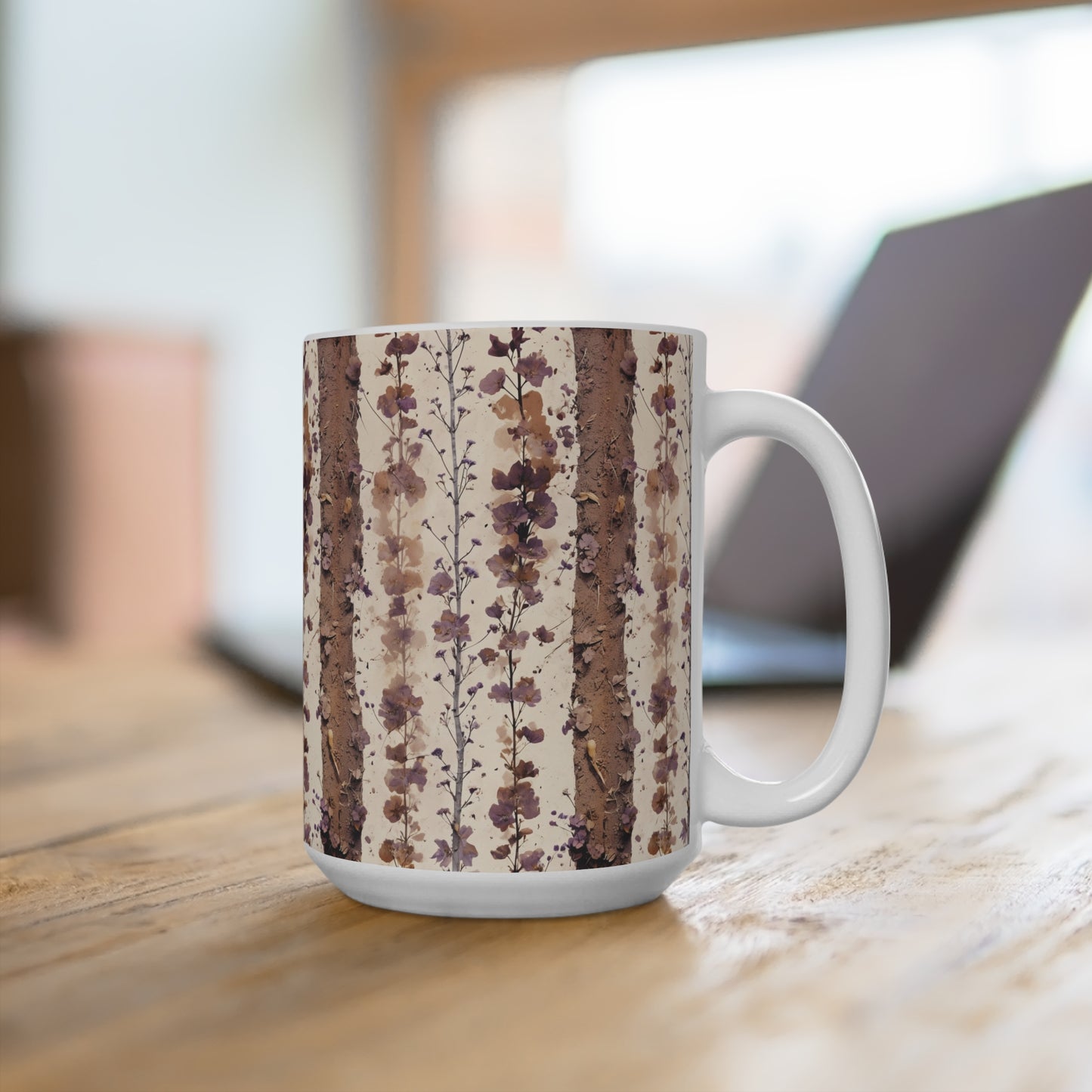 Rustic Floral Mug, Cozy Coffee Cup, Nature-Inspired Kitchenware, Gift for Nature Lovers, Eco-Friendly Drinkware