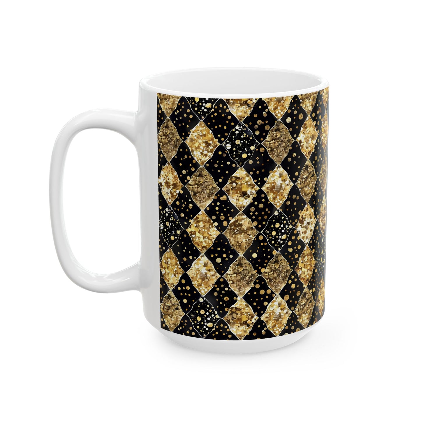 Elegant Gold and Black Harlequin Ceramic Mug