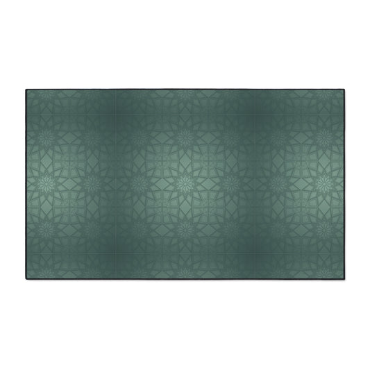 Heavy-Duty Floor Mat — Teal Geometric Anti-Fatigue Rug for Kitchen & Garage