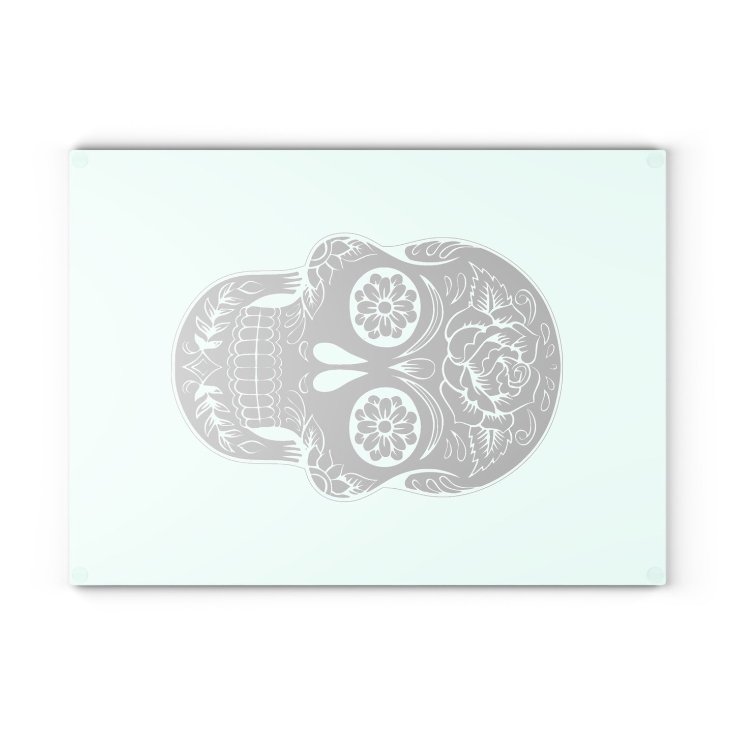 Decorative Glass Cutting Board - Sugar Skull Design, Kitchen Decor, Gift for Home Cooks, Day of the Dead, Unique Cookware