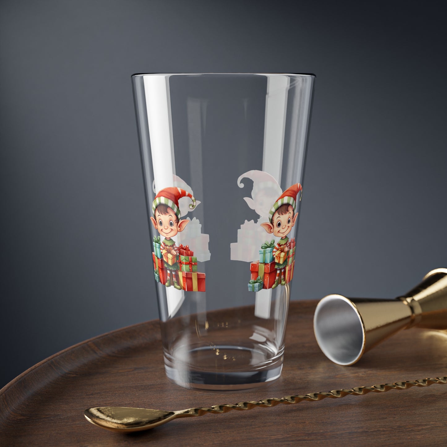 Festive Mixing Glass for Holiday Cheer, Fun Barware, Christmas Drinkware, Unique Gift for Mixology Lovers, Holiday Parties