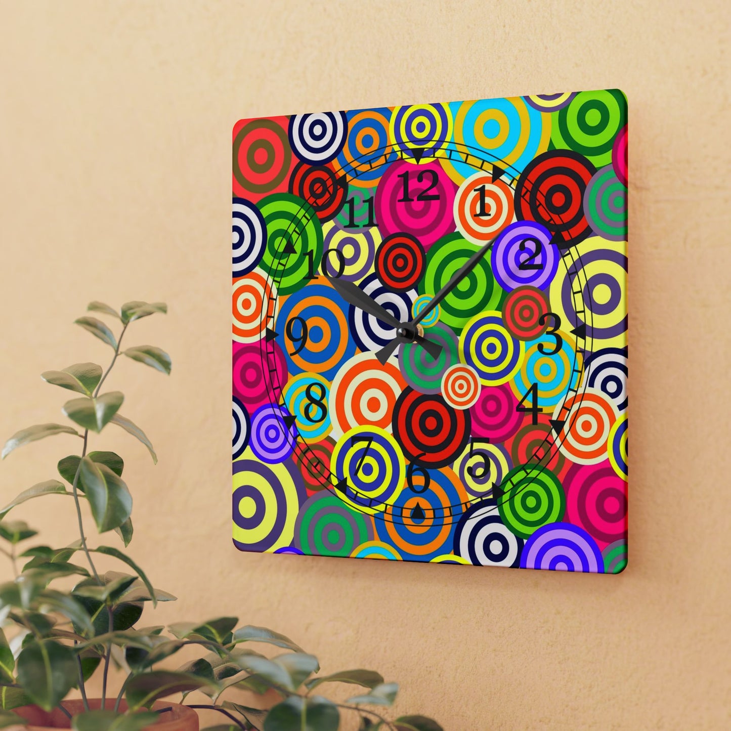 Colorful Retro Acrylic Wall Clock, Funky Home Decor, Unique Gift, Wall Art, Vibrant Timepiece