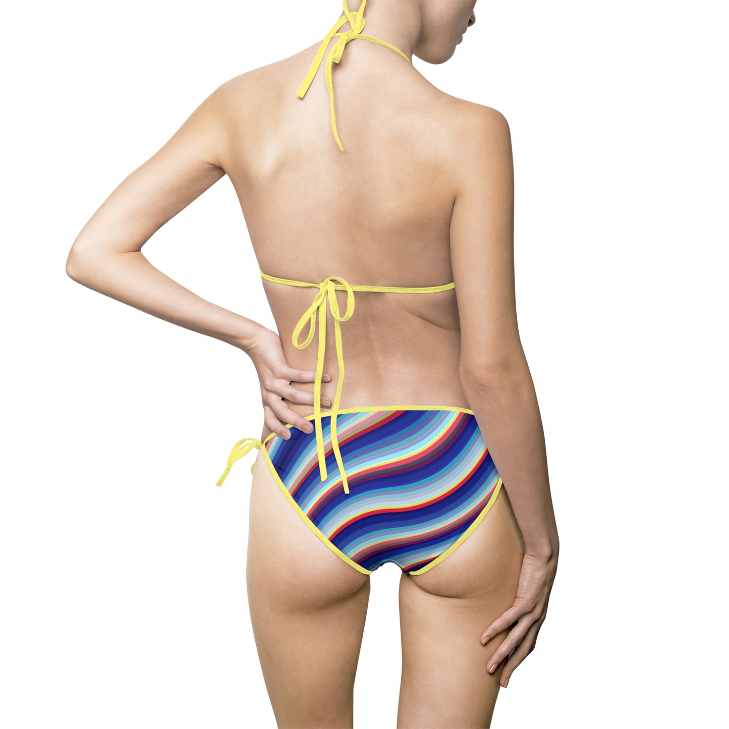 Women's Colorful Stripe Bikini Set, Summer Beachwear, Swimsuit, Vacation Essentials, Pool Party Attire, Trendy Swimwear