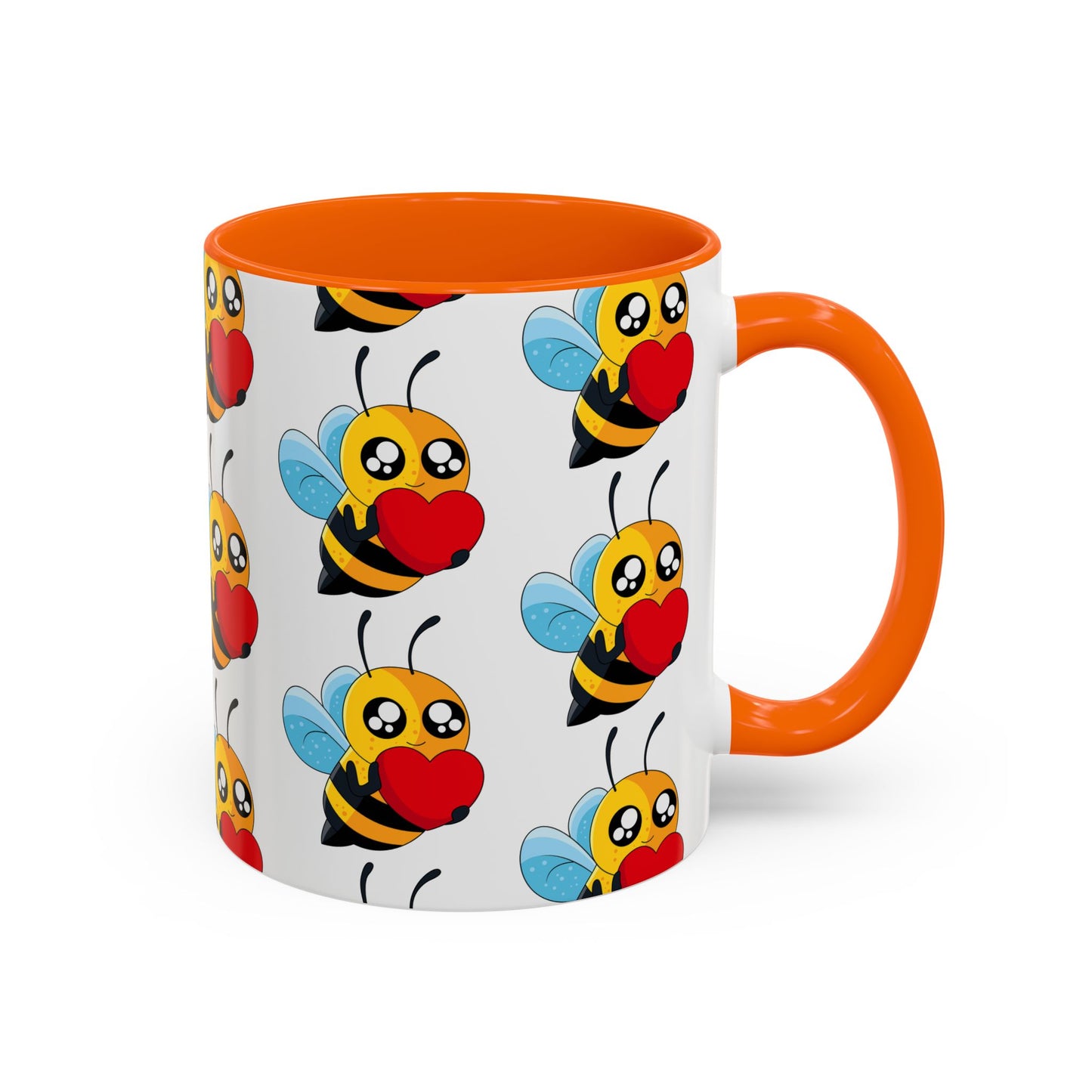 Cute Bee Love Accent Coffee Mug, Cute Floral Mug, Cheerful Bee Design