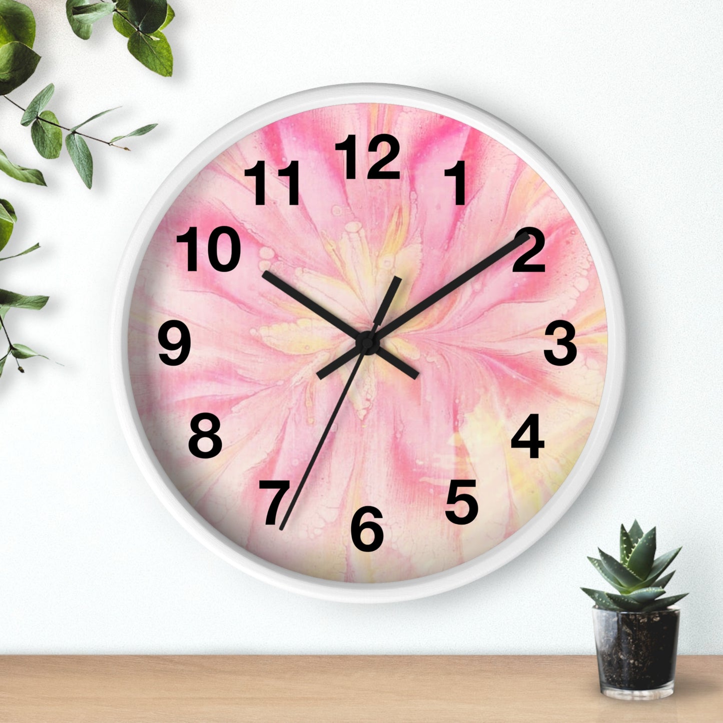 Floral Design Wall Clock - Pink Flower Home Decor, Elegant Timepiece, Gift for Her, Mother's Day, Relaxation Space, Unique Wall Art