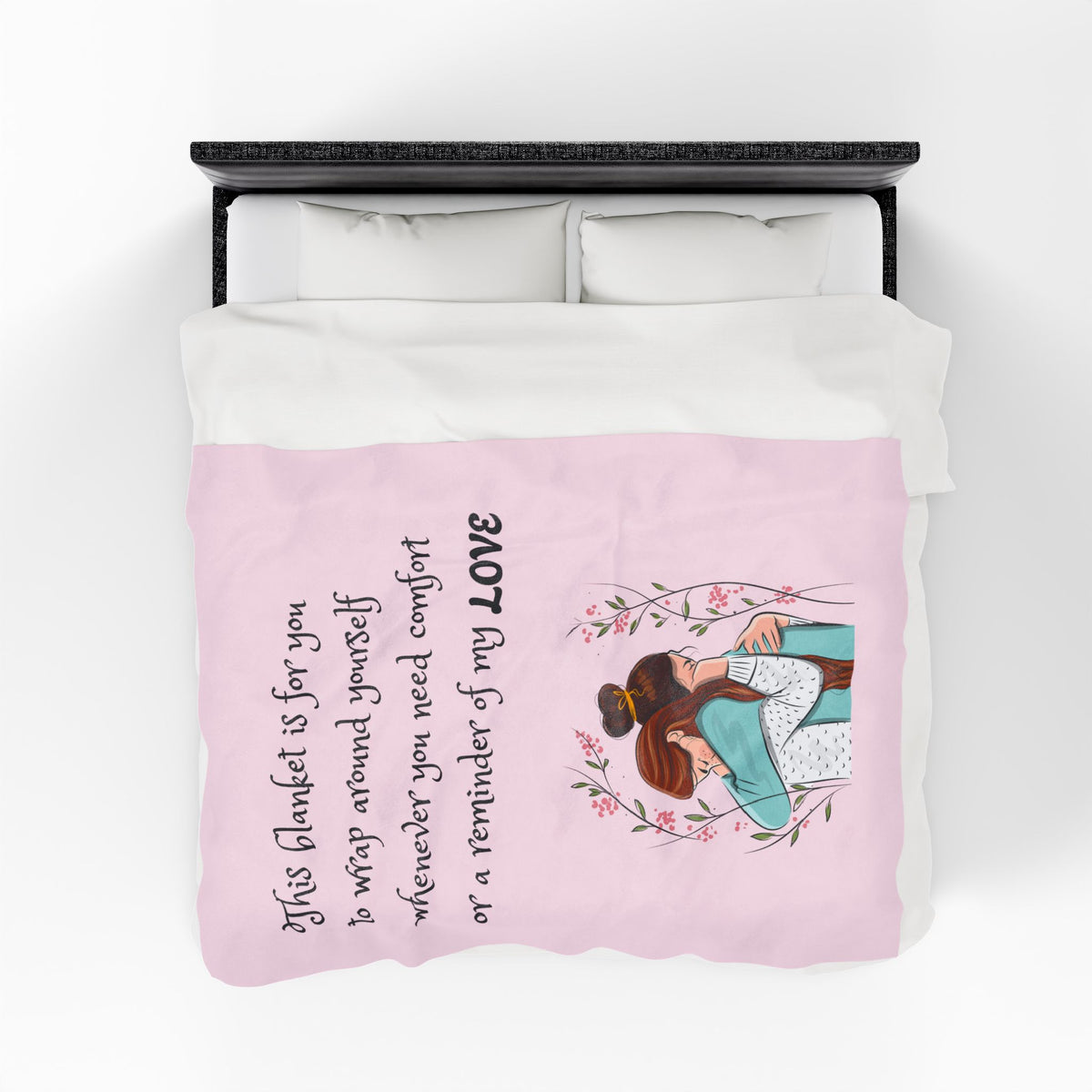 Velveteen Plush Blanket – "This blanket is for you to wrap around yourself" Comfort Throw (Hug Illustration)