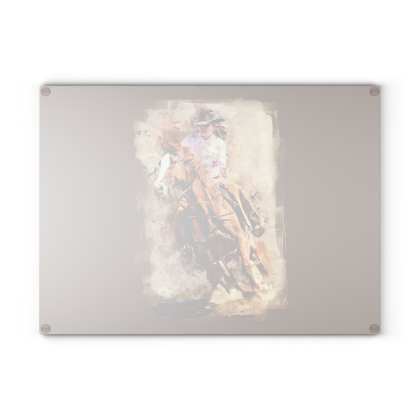 Rustic Horseback Riding Glass Cutting Board