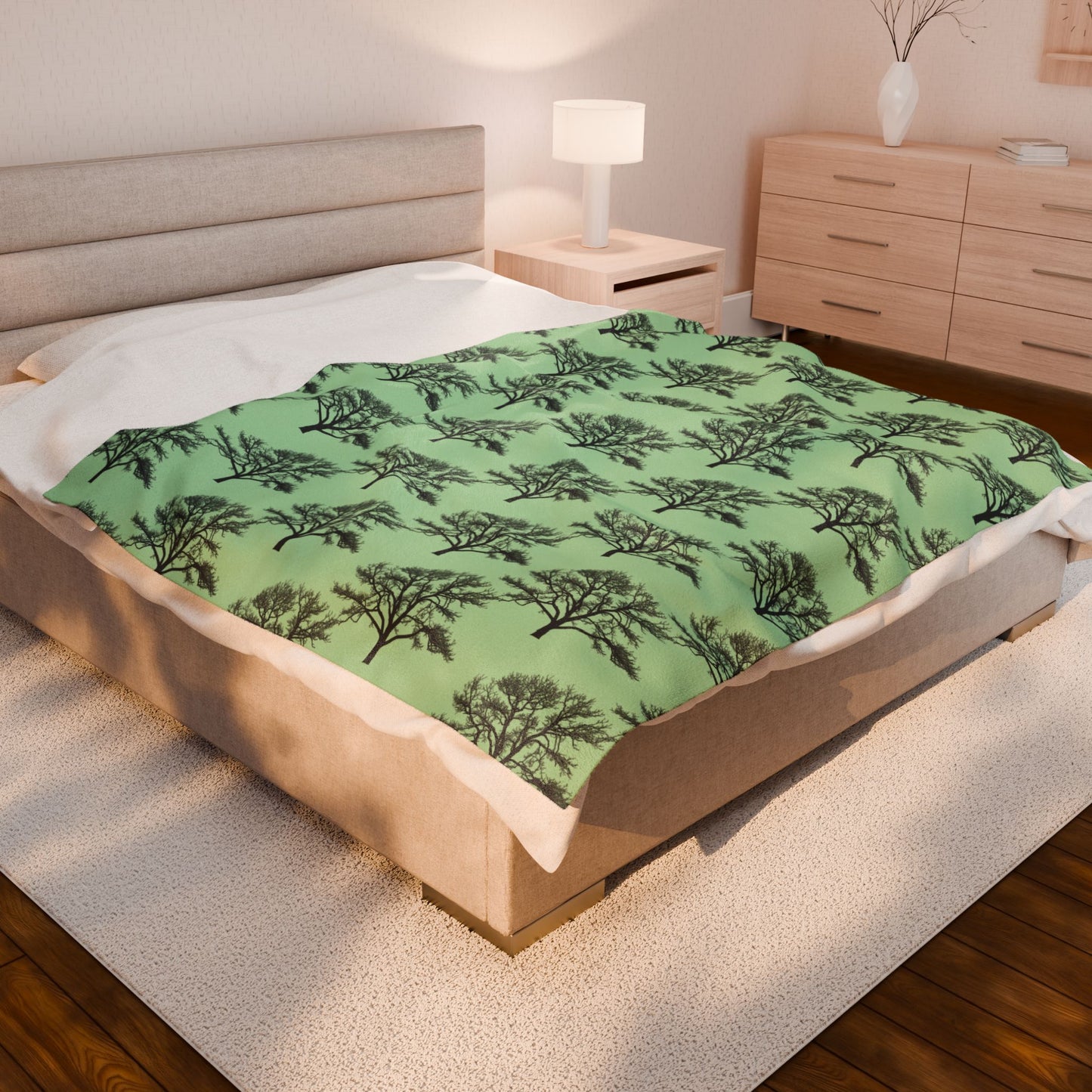 Cozy Tree Pattern Velveteen Plush Blanket, Soft Flannel Throw, Home Decor Gift, Warm Snuggle Blanket, Perfect for Winter