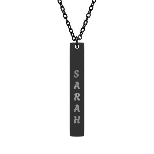 Personalized Vertical Bar Necklace — Engraved Name Pendant