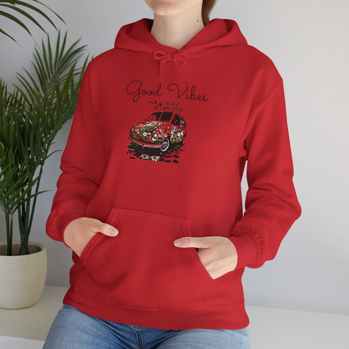 Good Vibes Hooded Sweatshirt - Unisex Heavy Blend, Cozy Gift for Friends, Casual Wear, Summer Outings, Beach Days, Chill Vibes