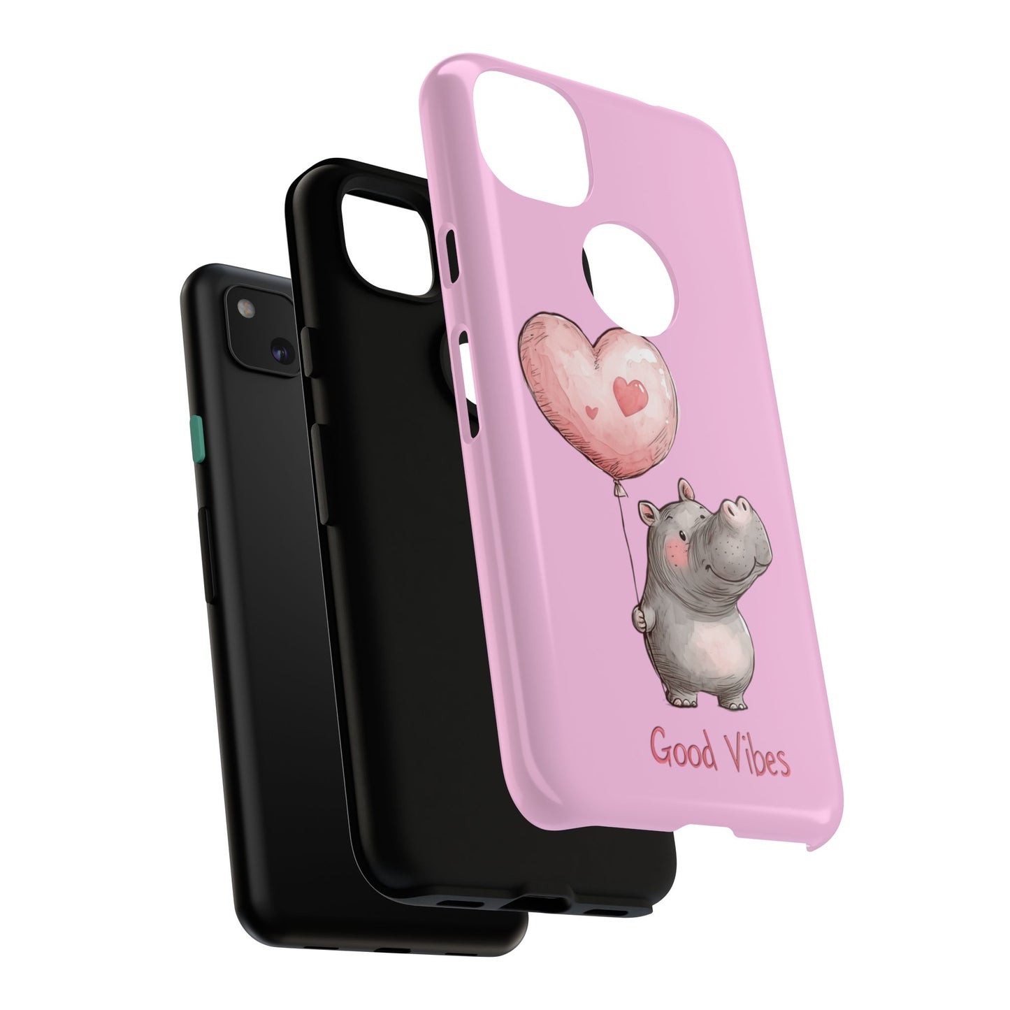 Cute Hippo Phone Case | Good Vibes, Gift for Friends, Cute Phone Accessories, Animal Lover Gift, Happy Phone Cover