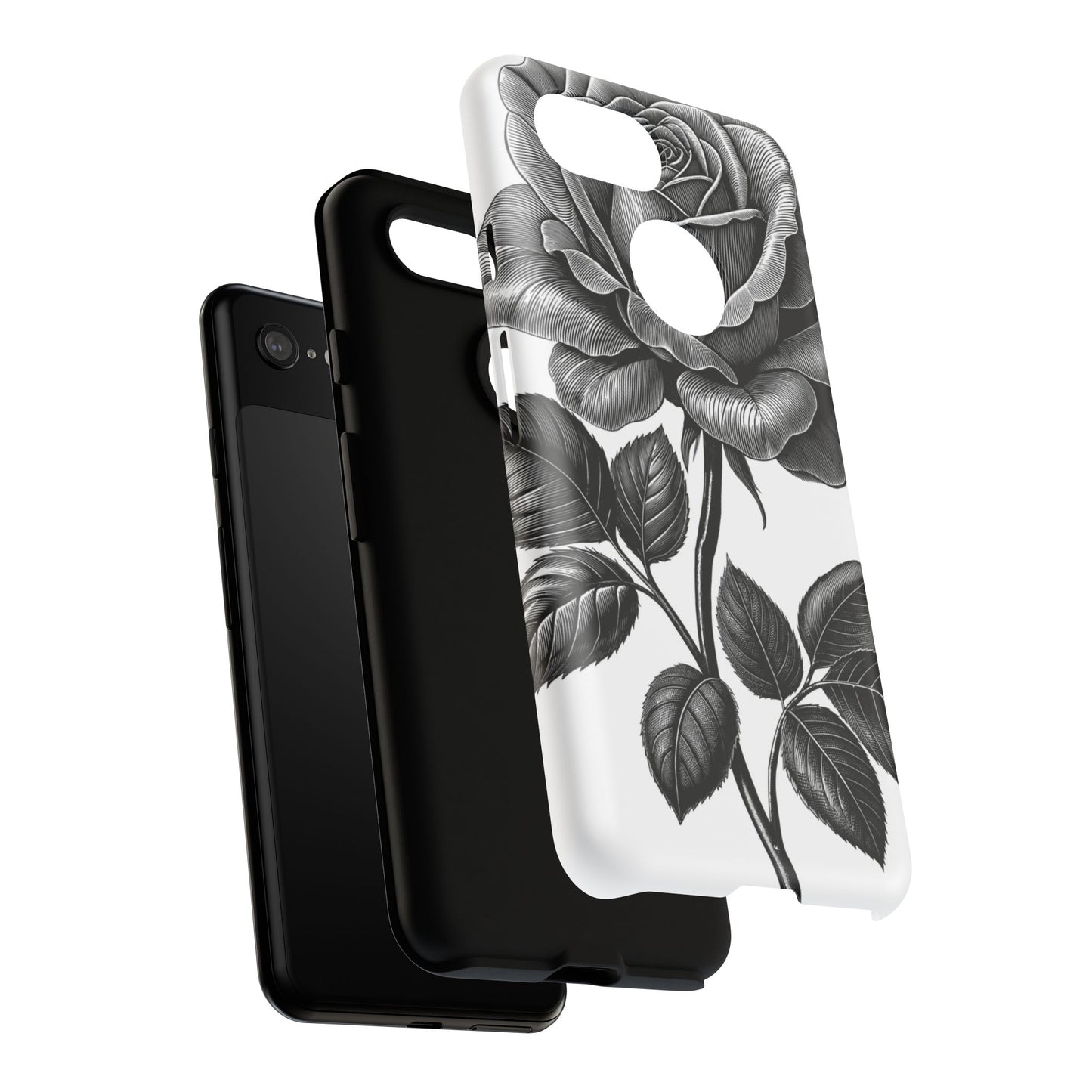 Elegant Floral Phone Case - Tough Cases, Black Rose Design, Floral Phone Cover, Stylish Phone Accessory, Gift for Her, Mother's Day
