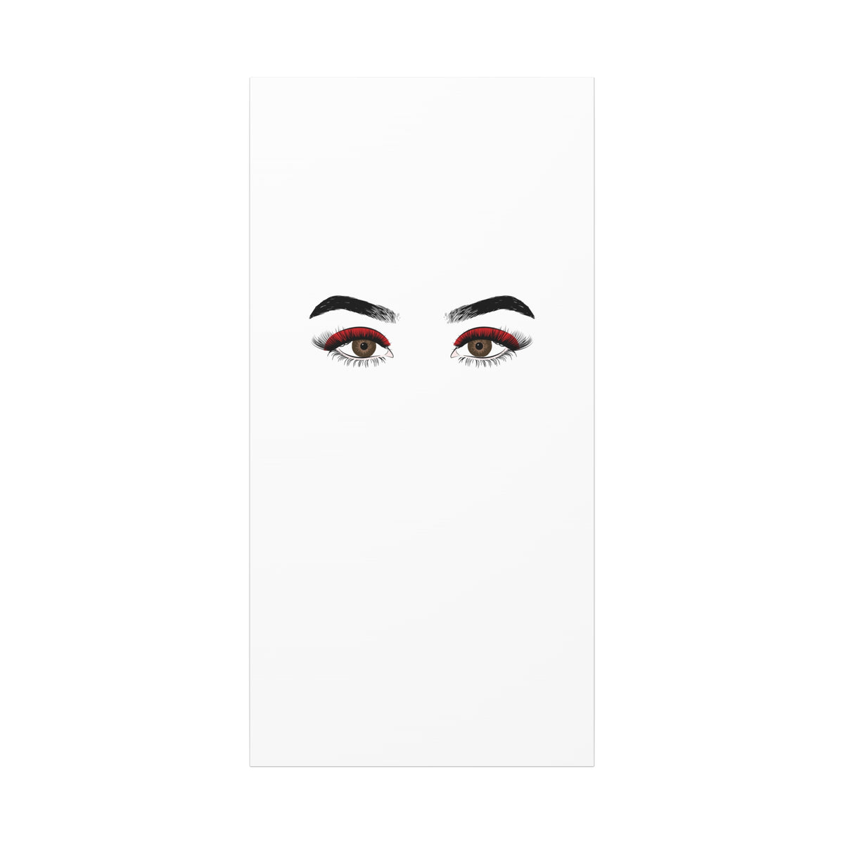 Glam Eyes Matte Canvas Wall Art — Brown Eyes with Red Lashes