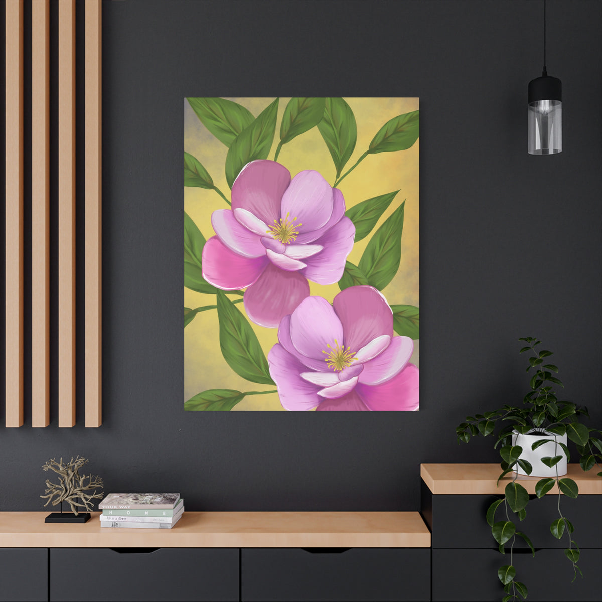 Matte Canvas, Stretched, 1.25" Tulips Pink and Purple Flowers