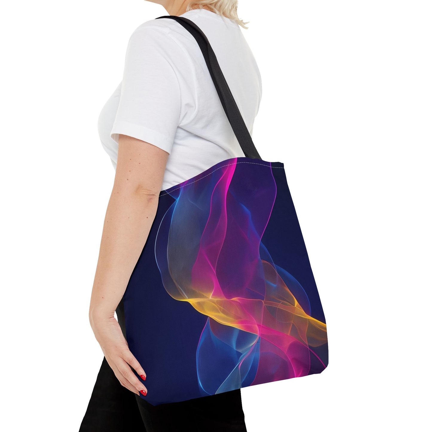 Colorful Abstract Tote Bag, Stylish Shopping Bag, Reusable Groceries Bag